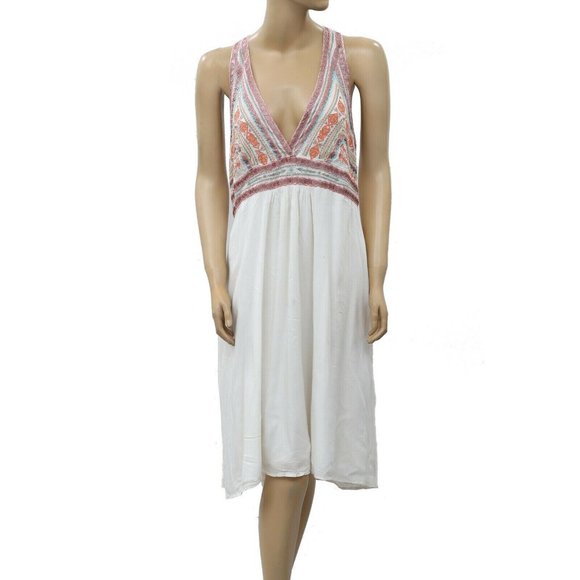 Odd Molly Anthropologie Embroidered White Dress Racerback Resort L- 4 NEW 209182 - Picture 1 of 4